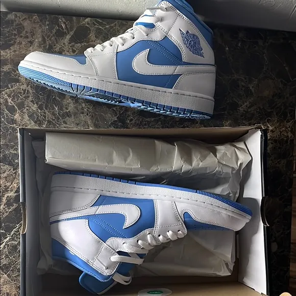 Air Jordan High Top Sneakers - Blue and White