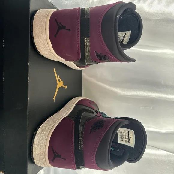 Air Jordan High-Top Sneakers in Burgundy and Gray