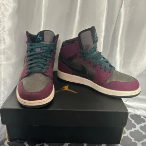 Air Jordan High-Top Sneakers in Burgundy and Gray