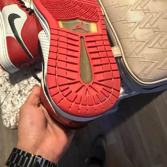 Air Jordan High-Top Sneakers Red and White