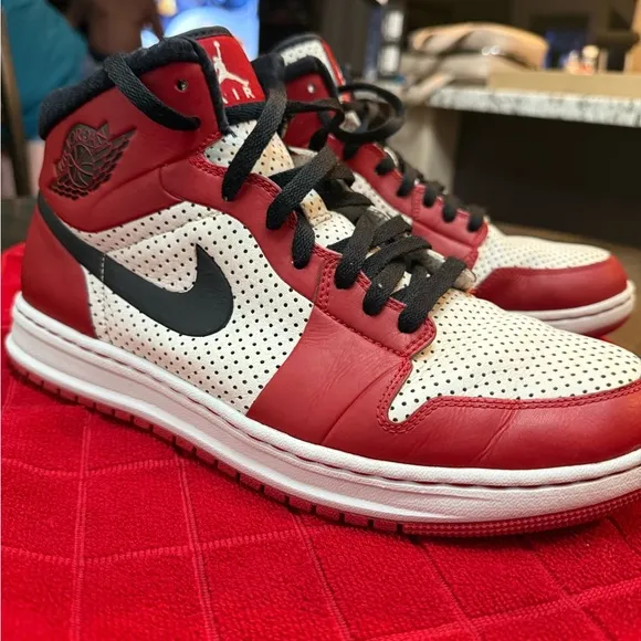 Air Jordan High-Top Sneakers Red and White