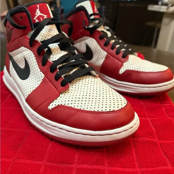 Air Jordan High-Top Sneakers Red and White