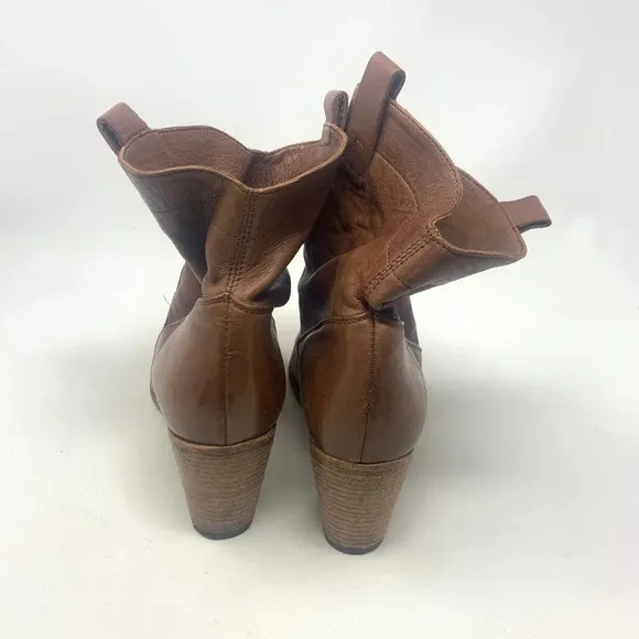 Alberto Fermani Boots Pull Tab Leather Heeled Cognac Brown Size 39 US 9