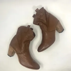 Alberto Fermani Boots Pull Tab Leather Heeled Cognac Brown Size 39 US 9