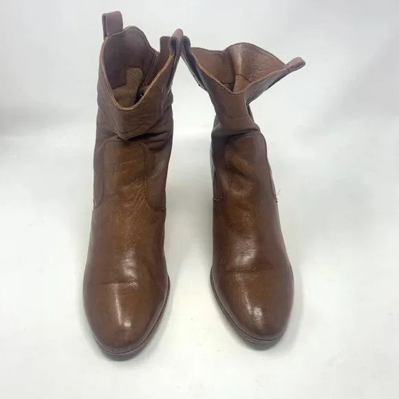 Alberto Fermani Boots Pull Tab Leather Heeled Cognac Brown Size 39 US 9