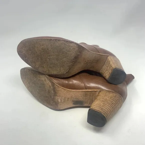 Alberto Fermani Boots Pull Tab Leather Heeled Cognac Brown Size 39 US 9