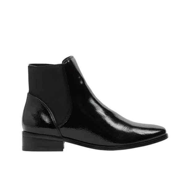 Aldo Black Patent Nydia Ankle Boots Size 10