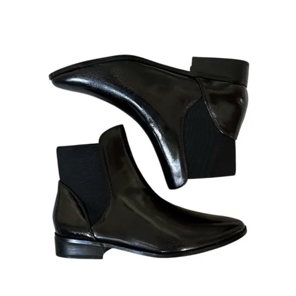 Aldo Black Patent Nydia Ankle Boots Size 10