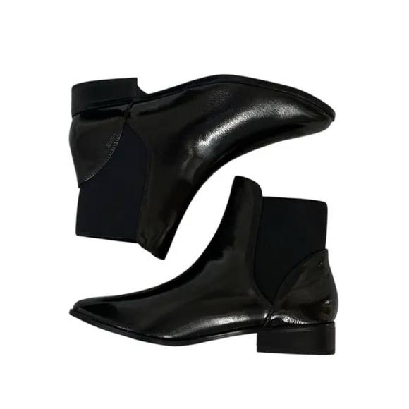 Aldo Black Patent Nydia Ankle Boots Size 10