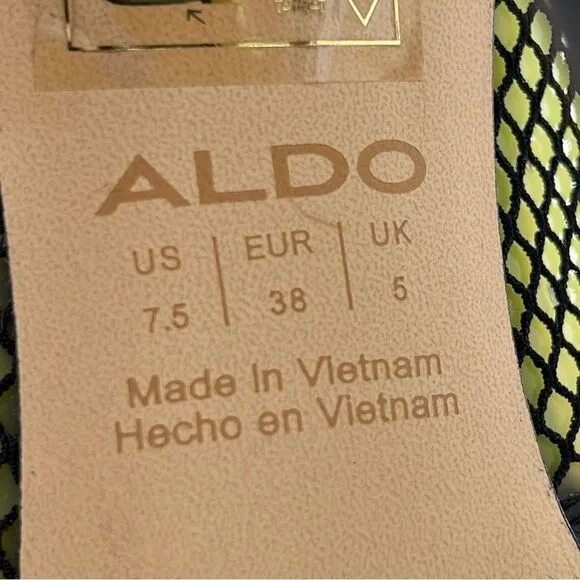 Aldo Horelia Mesh Almond Pointed Toe Pump Heels Light Yellow Size 7.5