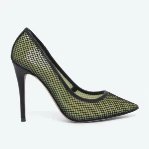 Aldo Horelia Mesh Almond Pointed Toe Pump Heels Light Yellow Size 7.5