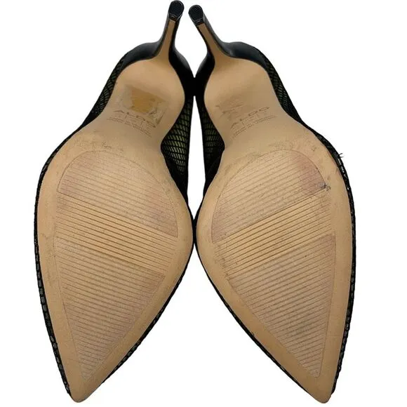 Aldo Horelia Mesh Almond Pointed Toe Pump Heels Light Yellow Size 7.5