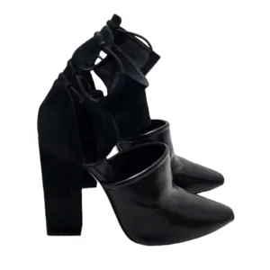 Alexander Wang Mackenzie Black Open Toe Booties Leather and Suede 36