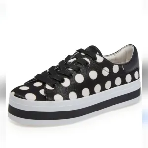 Alice Olivia Ponyhair Black and White Polka Dot Platform Sneakers Women's 7/37