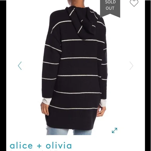 ALICE OLIVIA  Riva Striped Knit Hooded Sweater  XS