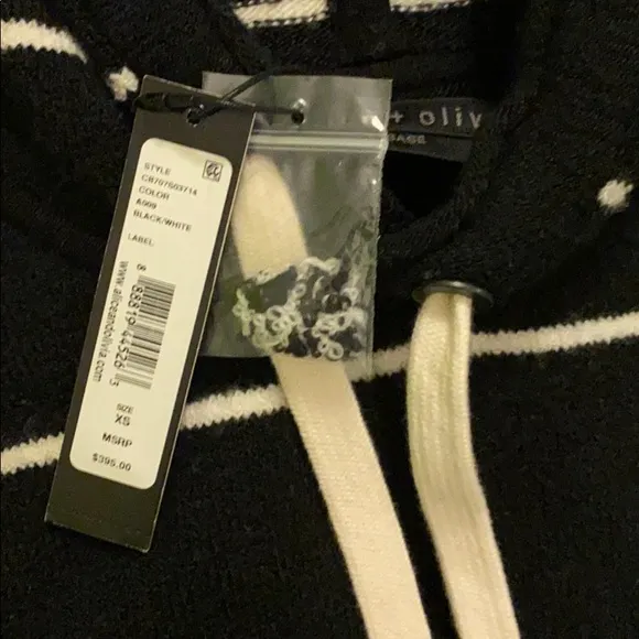 ALICE OLIVIA  Riva Striped Knit Hooded Sweater  XS