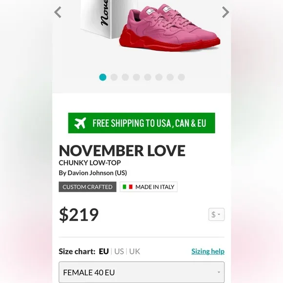 AliveShoes November Love Chunky Low Top Sneakers New Custom Made Limited Edition
