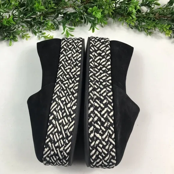 All Saints Black and White Slip-on Platform Shoes