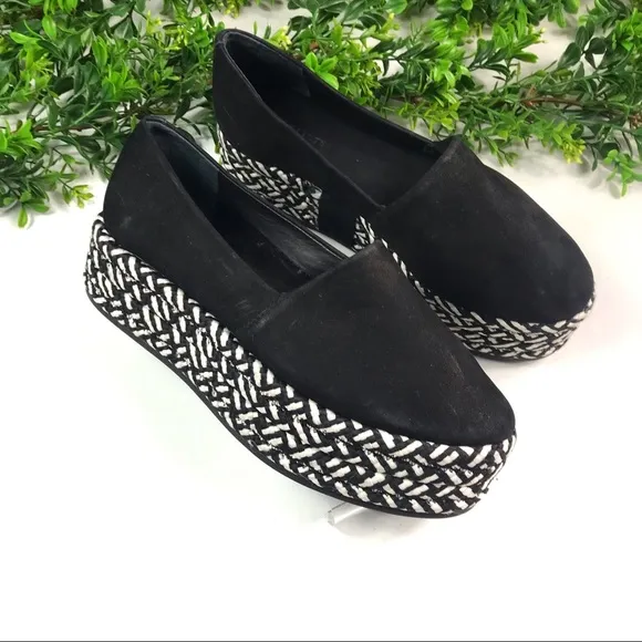 All Saints Black and White Slip-on Platform Shoes