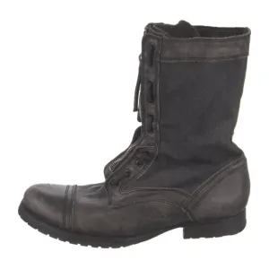 All Saints Men’s Leather and Canvas Distressed Combat Boots— Size EU 43/US 9.5