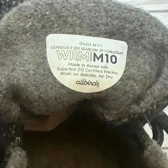 Allbirds Dark Grey Mizzle Wool Runners Size 10 Men’s