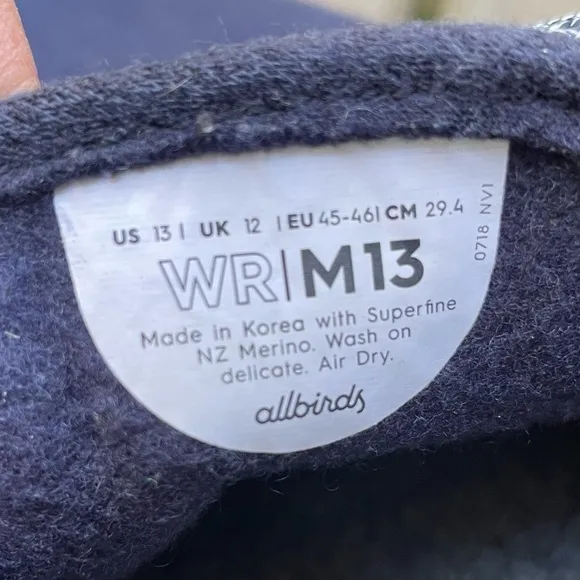 Allbirds Hazy Indigo Blizzard Sole merino wool runners shoes size 13