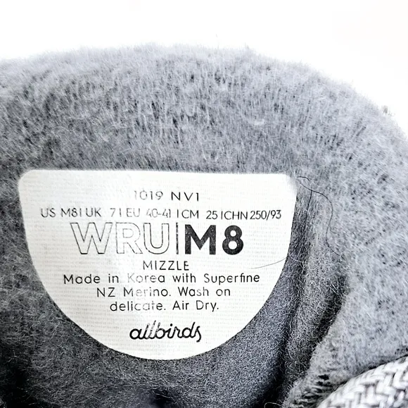 Allbirds Wool Runner-Up Mizzles High Top Sneaker in Gray Size 8