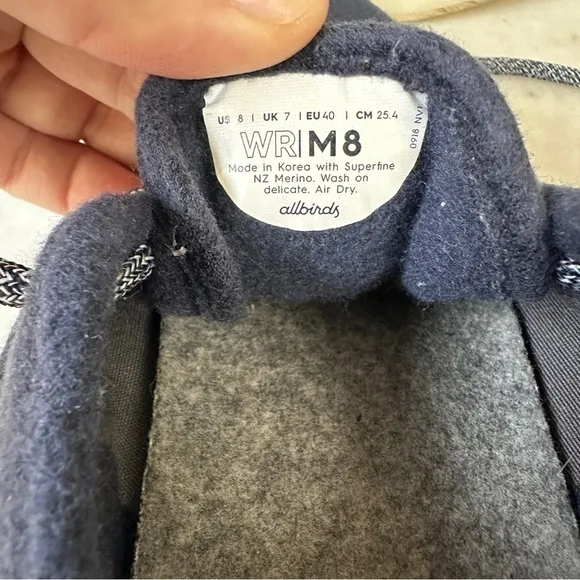 ALLBIRDS Wool Tree Runners Sneakers LaceUp shoes navy blue Men’s 8