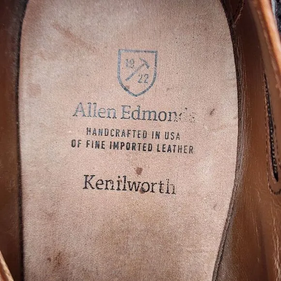 Allen Edmonds Leather Kenilworth Comfort Dress Oxford Shoes Brown 10.5 Lace READ