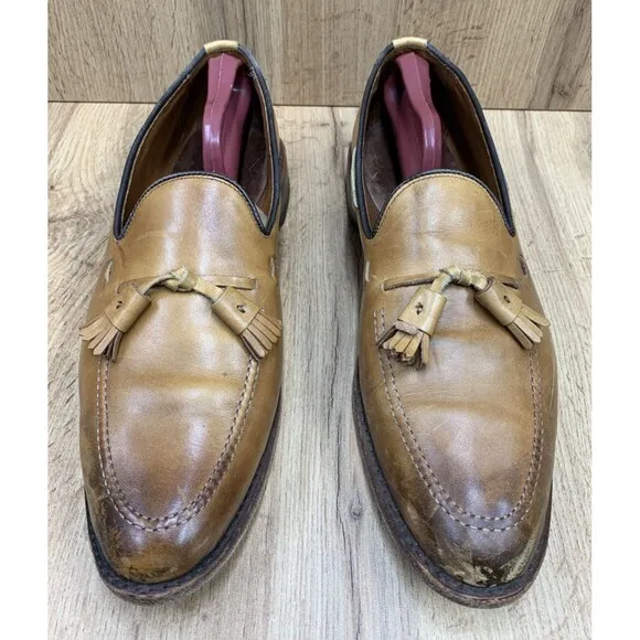 Allen Edmonds Mens Grayson Slip On Loafer Dress Shoes Tasseled Walnut Sz 11.5 3A