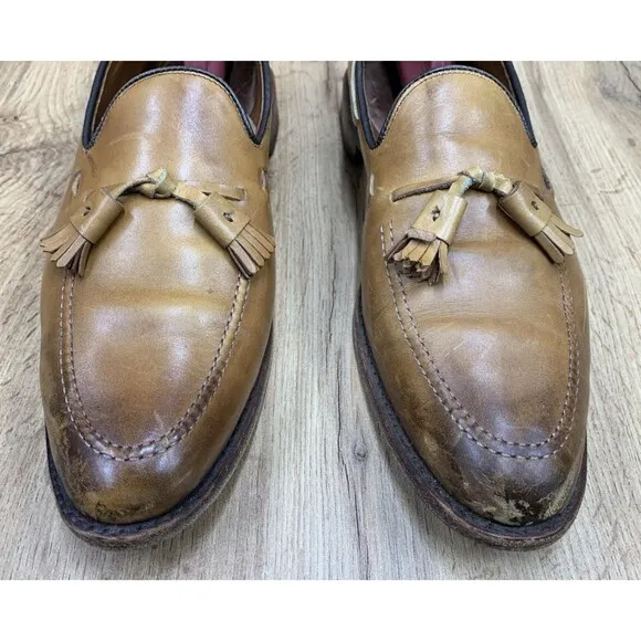 Allen Edmonds Mens Grayson Slip On Loafer Dress Shoes Tasseled Walnut Sz 11.5 3A