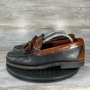 Allen Edmonds Nashua Brown Black Dress Slip-On Pebbled Shoes Tassel Loafers 10 B