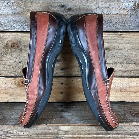 Allen Edmunds Boulder Leather Slip on Loafers - Brown/Black - 11.5