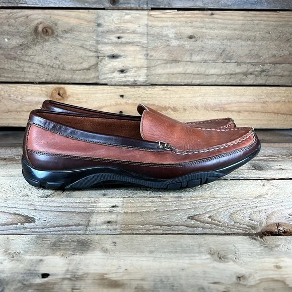 Allen Edmunds Boulder Leather Slip on Loafers - Brown/Black - 11.5
