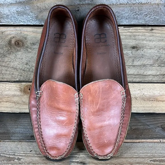 Allen Edmunds Boulder Leather Slip on Loafers - Brown/Black - 11.5