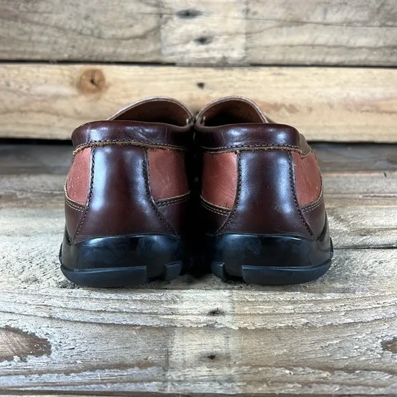 Allen Edmunds Boulder Leather Slip on Loafers - Brown/Black - 11.5