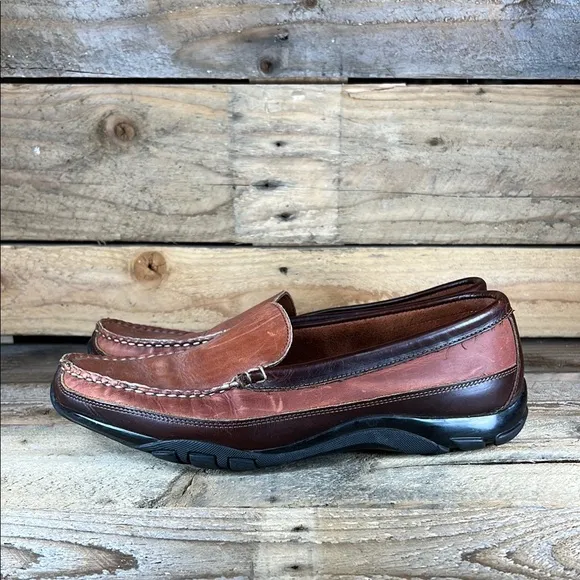 Allen Edmunds Boulder Leather Slip on Loafers - Brown/Black - 11.5