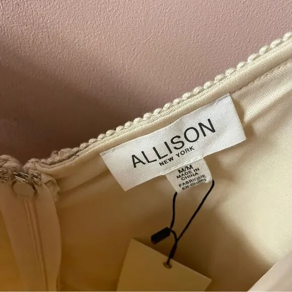 Allison New York Cream Floral Tassel Cold- Shoulder Mini Dress
