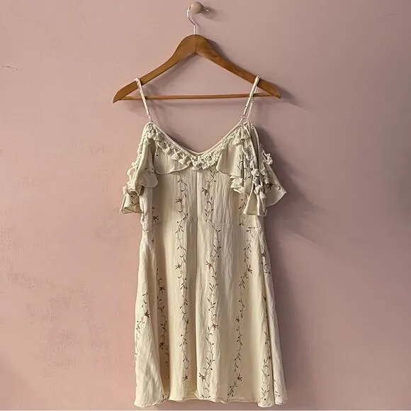 Allison New York Cream Floral Tassel Cold- Shoulder Mini Dress