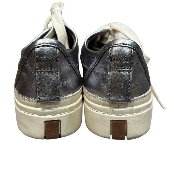 ALLSAINTS ALL SAINTS Metallic Pewter Silver Milla Leather Platform Sneakers Size