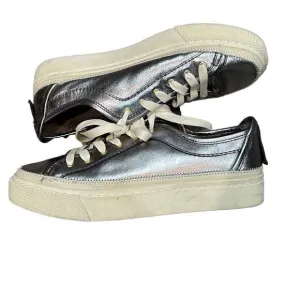 ALLSAINTS ALL SAINTS Metallic Pewter Silver Milla Leather Platform Sneakers Size