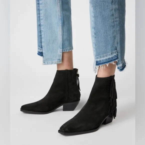 Allsaints Black Suede Boots NEW