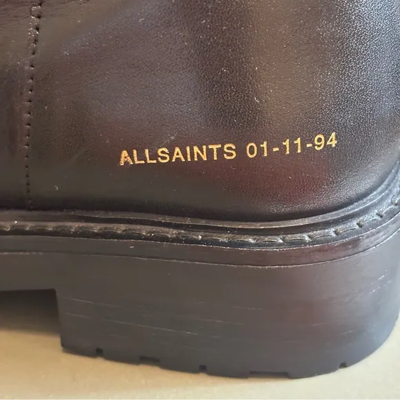 AllSaints Dusty Black Leather Combat Moto Boots size 8