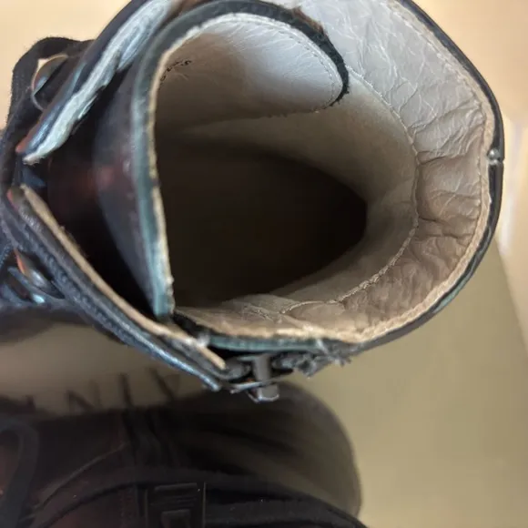 AllSaints Dusty Black Leather Combat Moto Boots size 8