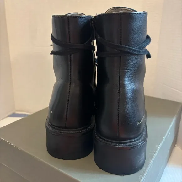 AllSaints Dusty Black Leather Combat Moto Boots size 8