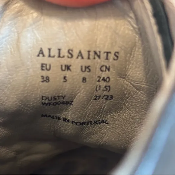 AllSaints Dusty Black Leather Combat Moto Boots size 8