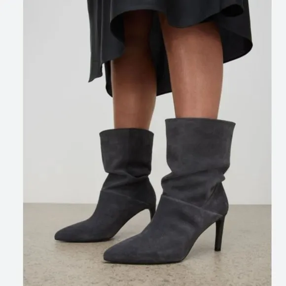 ALLSAINTS Orlana Suede Leather Boots Black Size 39 (9)