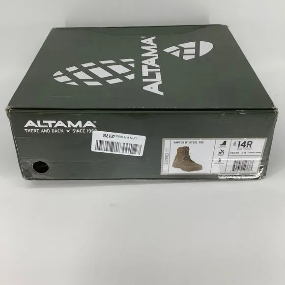 Altama Size 14 Coyote Raptor 8&quot; Steel Toe Safety Work Boots Shoes Lace Up P20-5