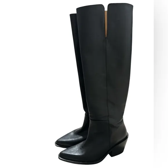 &amp; Other Stories Elegant Black Leather Knee-High Boots