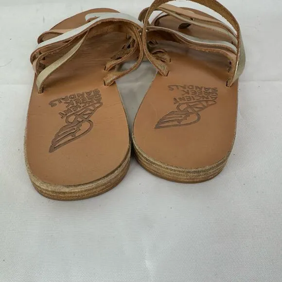Ancient Greek Sandals Niki 38 Pink Metallic Leather Toe Ring Sandals Size 7.5